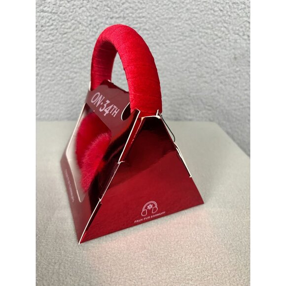 ON 34TH Women's Faux Fur Earmuffs Red One Size Cute & Cozy Gift Box NWT's - Picture 3 of 7